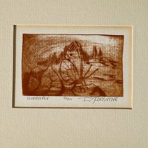 Limited Edition Matted Lithograph Print "Butterfly" 90/275 By Doug Forsythe